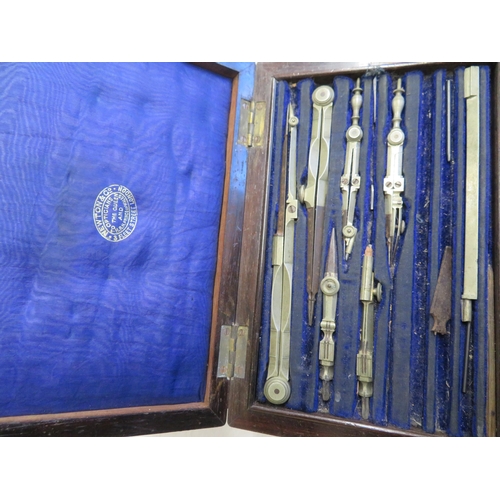 48 - Three sets of wooden cased drawing implements