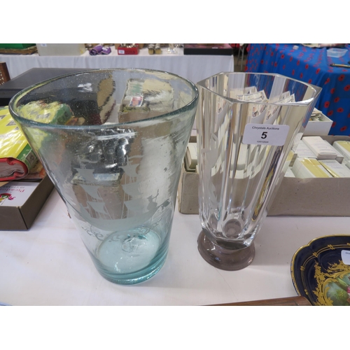 5 - Two glass vases Orresfors etc