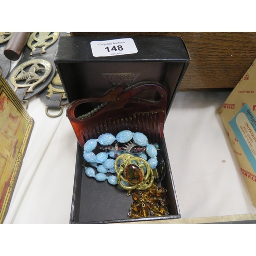 148 - Small box of costume jewellery