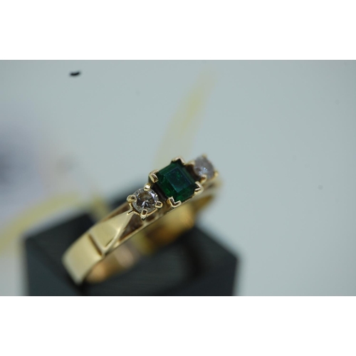 105 - 18ct Gold Emerald and Diamond Ring, size L