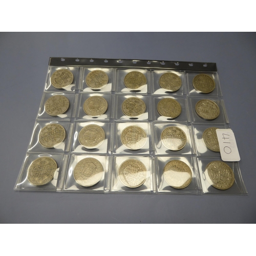 410 - Sheet of twenty half crowns, some silver