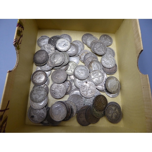 7 - 100 x silver three pence pieces, pre 1920 & pre 1947