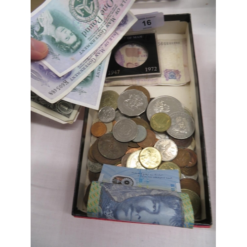 16 - Coins and bank notes including Isle of Man