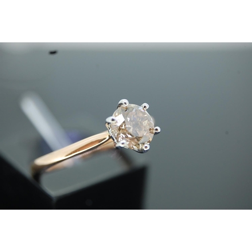 45 - 18ct rose and white gold solitaire diamond ring, 1.1 carats approx, with certificate