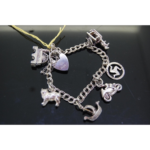 108 - Silver charm bracelet with Manx charms