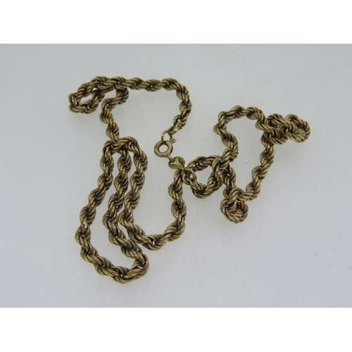 113 - 9ct gold rope twist chain