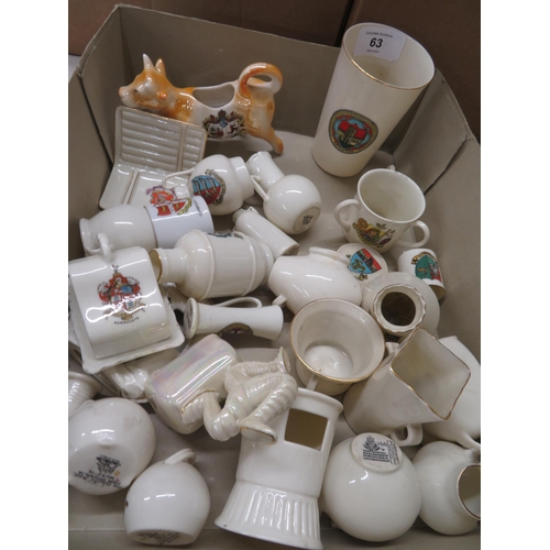 63 - Large box of Goss and crested ware