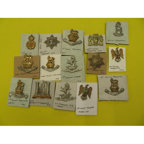 83 - Sixteen Dragoon's regiments cap badges