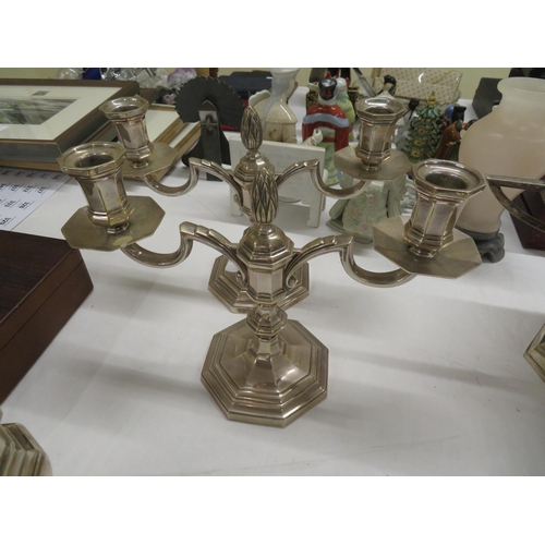 94 - Pair of Silver twin branch candelabra, Sheffield 1953