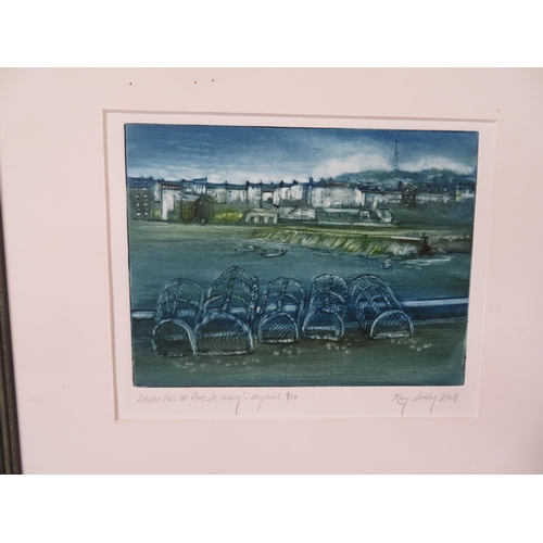 219 - Kay Solly, Lobsterpots at Port St Mary, dry point etching, Limited 9/10, Signed & Dated 2008, 6x8