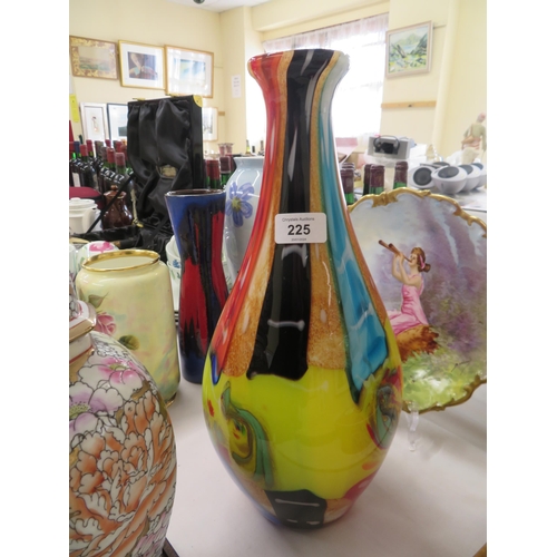 225 - Multicoloured glass tall baluster vase