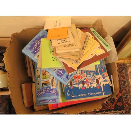 249 - Large box of scrapbooks, cigarette catalogues etc