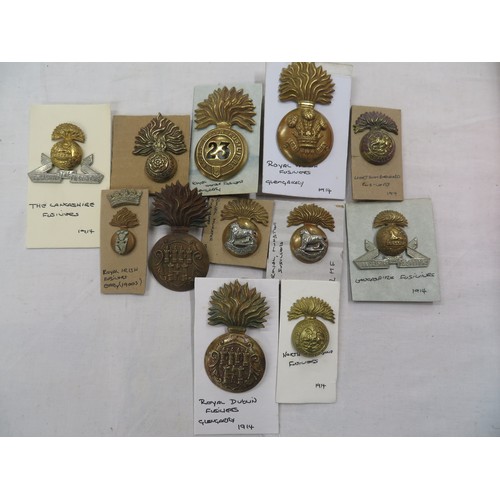 239 - Eleven Fusiliers cap badges, mostly WWI