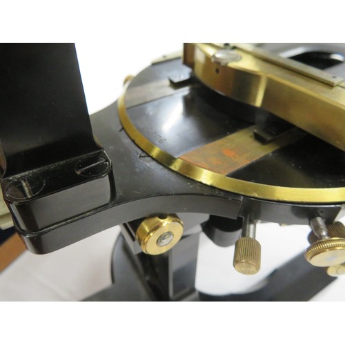 284 - Carl Zeiss Jena black painted brass lacquered quality microscope with accessories, hardly used in wo... 