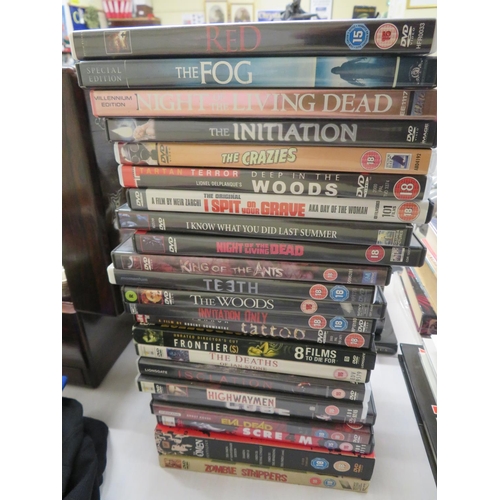 101 - Twenty four DVDs, all horror genre including Night of the Living Dead, I Spit on your Grave etc