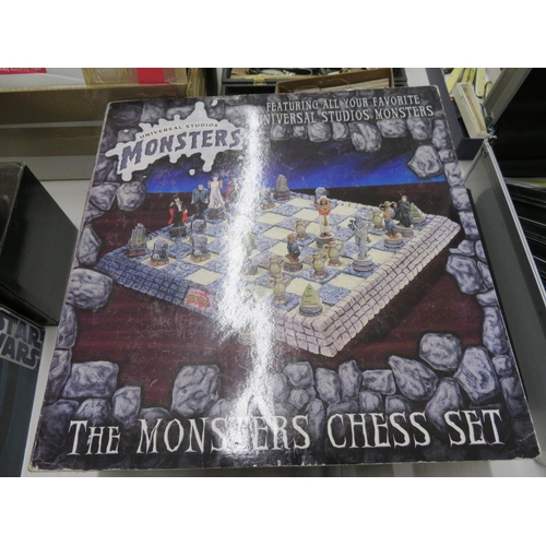 109 - Universal Studios, 'The Monsters Chess Set', together with a backgammon set