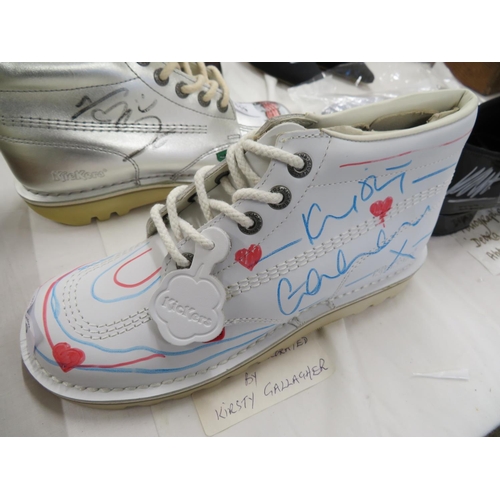 120 - A single Kickers shoe, signed and decorated by Kirsty Gallagher