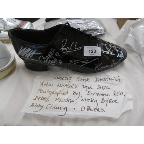 123 - Strictly Come Dancing 'Robin Windsor's' tour shoe, autographed by Suzanna Reid, Deborah Meadon, Nikk... 