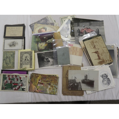 164 - Small box of postcards and other ephemera