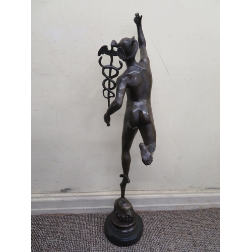 28 - Bronzed figure of Hermes, height 22ins