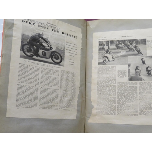 49 - Album of newspaper cuttings relating to motorcycle racing