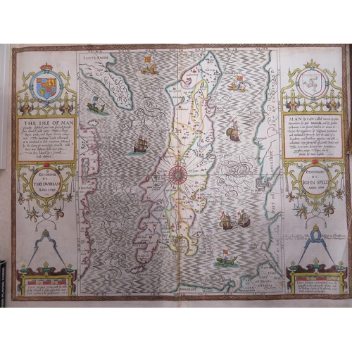 69 - John Speed, 1676, hand-coloured map of the Isle of Man