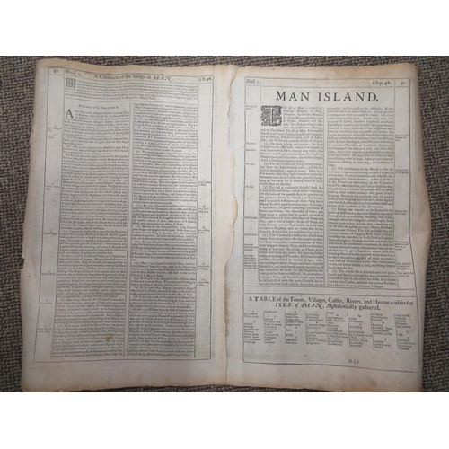 69 - John Speed, 1676, hand-coloured map of the Isle of Man