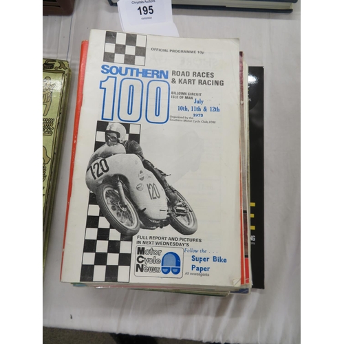 195 - Collection of motorcycle programmes including the Isle of Man Southern Hundred