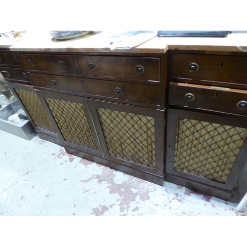 191 - Marble top sideboard with seven drawers and cupboards to base