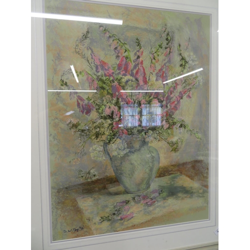 375 - S. Wilby, Still Life, Foxgloves in a Vase, pastel, signed dated '90, 28 x 22 ins approx