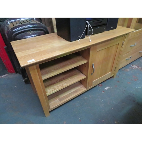 1 - Oak sideboard with cupboard and shelves