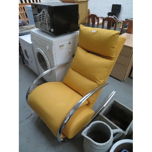 180 - Large rocking chair in yellow upholstery