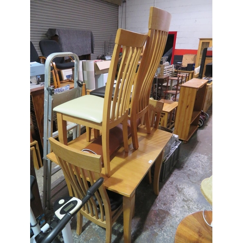 21 - Extending dining table, plus cover, and four chairs