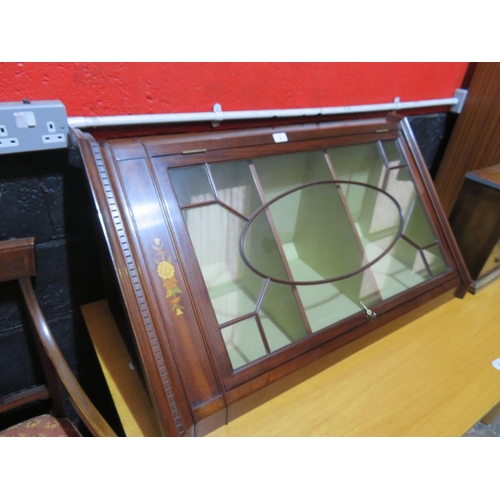 9 - Wall hanging mahogany corner cabinet with glazed astragal door