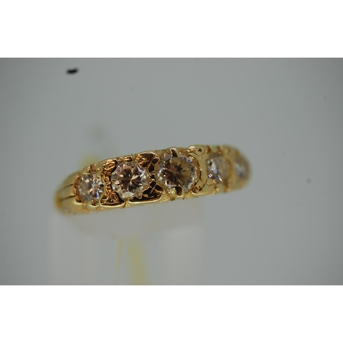 203 - 18 ct. gold graduated five stone diamond ring in the Edwardian style, 1.30 ct. diamonds, with certif... 