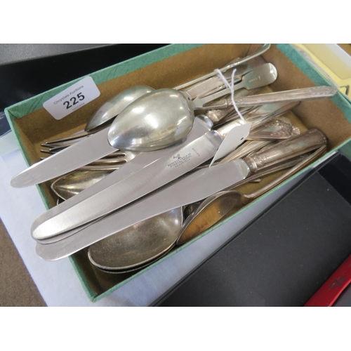 225 - CUNARD WHITE STAR LINE flatware together with Laxey silver