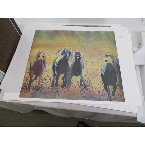 487 - Numerous prints of 'Life's a Race' signed spencer