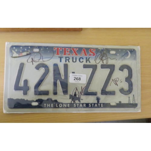 268 - American number plate, from the American hit TV show 'From Dusk 'Til Dawn', signed by Rodriguez, Cot... 