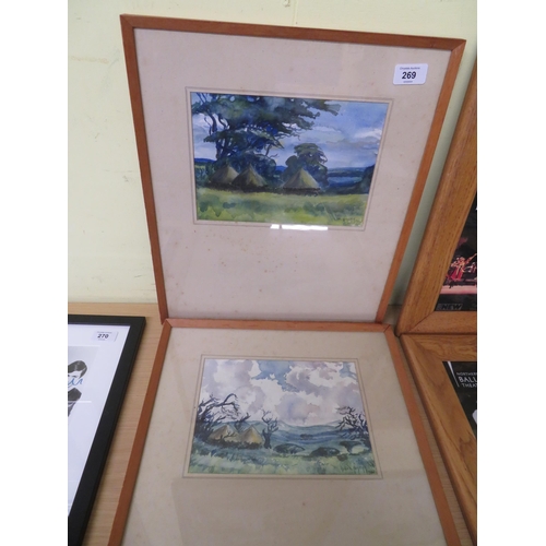 269 - George Kimera, Two framed watercolours, dated 1947, African Scenes, 9x7ins