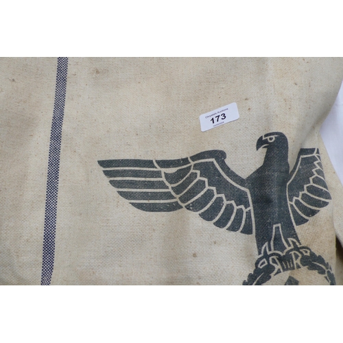 173 - Large flour sack dated 1942, with a large Nazi insignia to front, 27x42ins