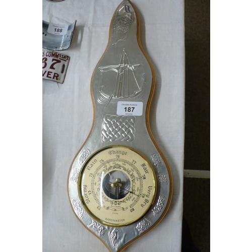 187 - Maureen Costain Richards, Viking ship barometer, sculptured pewter