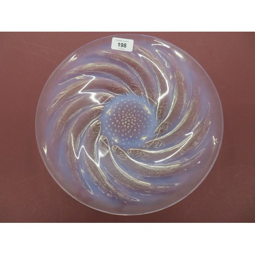 198 - La Poisson, glass dish, impressed with 'R Lalique', 12 ins across