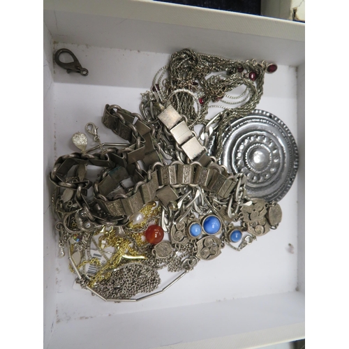 400 - A collection of costume jewellery some silver chains