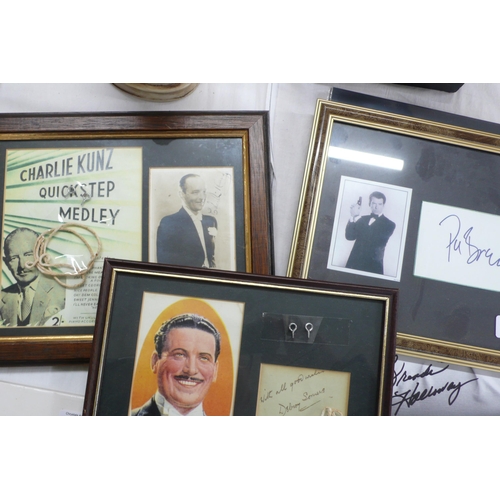 381 - Three signed photographs - Brosnan, Delroy Somers and Charlie Kunz (cased)