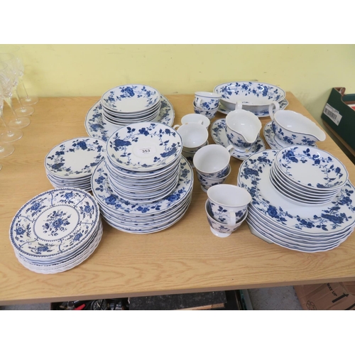 353 - Large collection of blue and white crockery