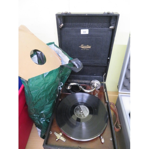 360 - Maxitone record player plus a collection of 78s, working