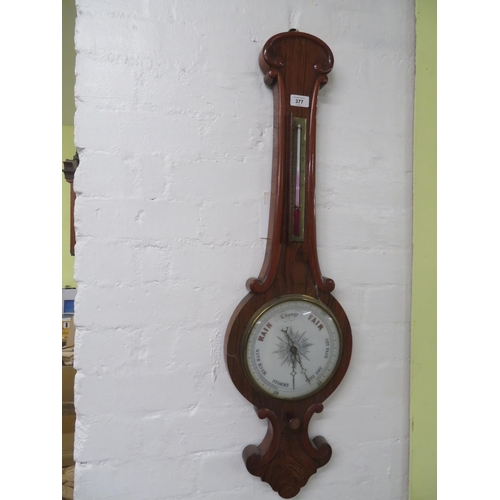 377 - Mahogany wall barometer thermometer