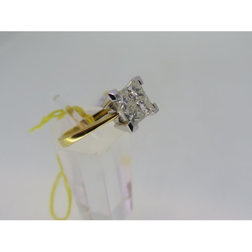 407 - 18 ct. gold Princess cut diamond ring .075 cts. total - size O