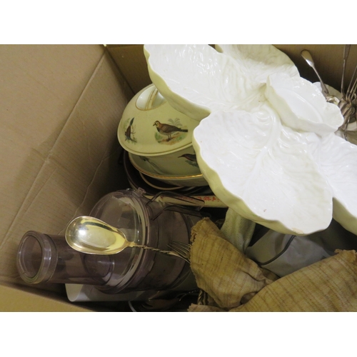 111 - Large box of crockery, ornaments and nicknacks