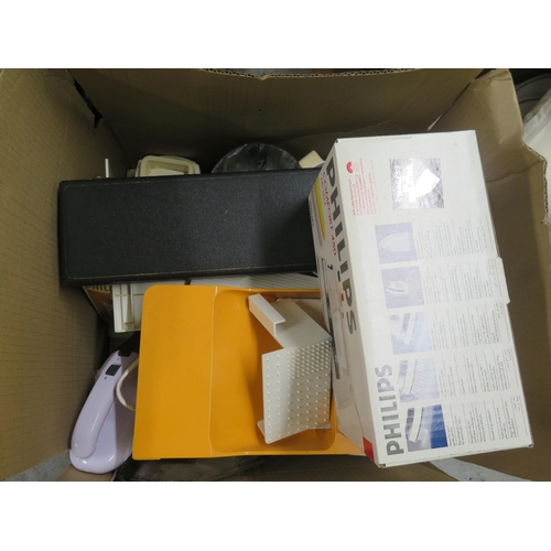 114 - Two boxes of assorted kitchen electrical items